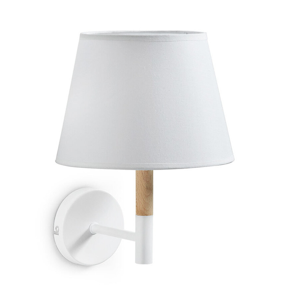 Kave Home Wandlamp 'Orsen' Metaal en Beukenhout, kleur Wit afbeelding 1