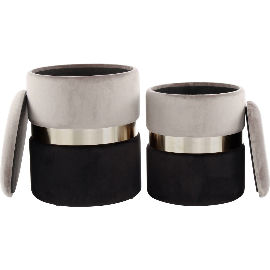 Kayoom Hocker met bergruimte Zora 125 chic design met metalen ring, zacht verdikt, met bergruimte (set, 2 stuks) afbeelding 1