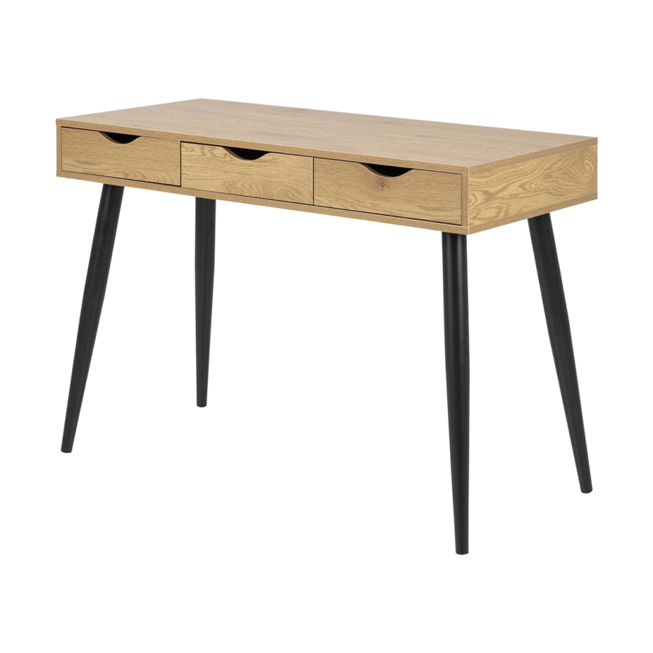 Keet houten bureau naturel - met 3 lades - 110 x 50 cm Keet houten bureau naturel - met 3 lades - 110 x 50 cm afbeelding 1