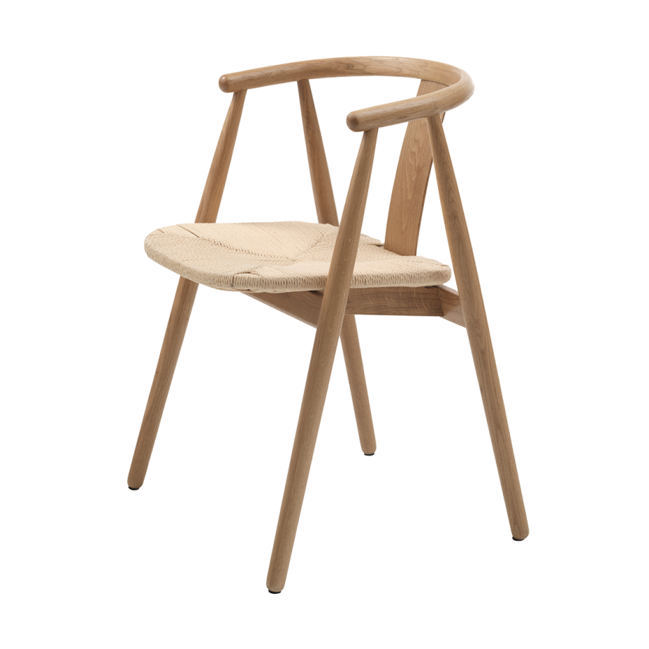 Kenza eikenhouten eetkamerstoel naturel - met rieten zitvlak Kenza eikenhouten eetkamerstoel naturel - met rieten zitvlak afbeelding 1
