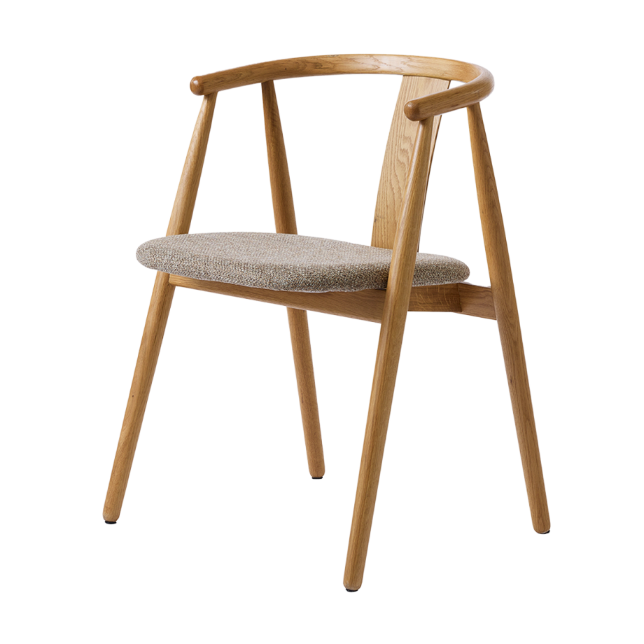 Kenza eikenhouten eetkamerstoel naturel - met warm grijs zitkussen Kenza eikenhouten eetkamerstoel naturel - met warm grijs zitkussen afbeelding 1