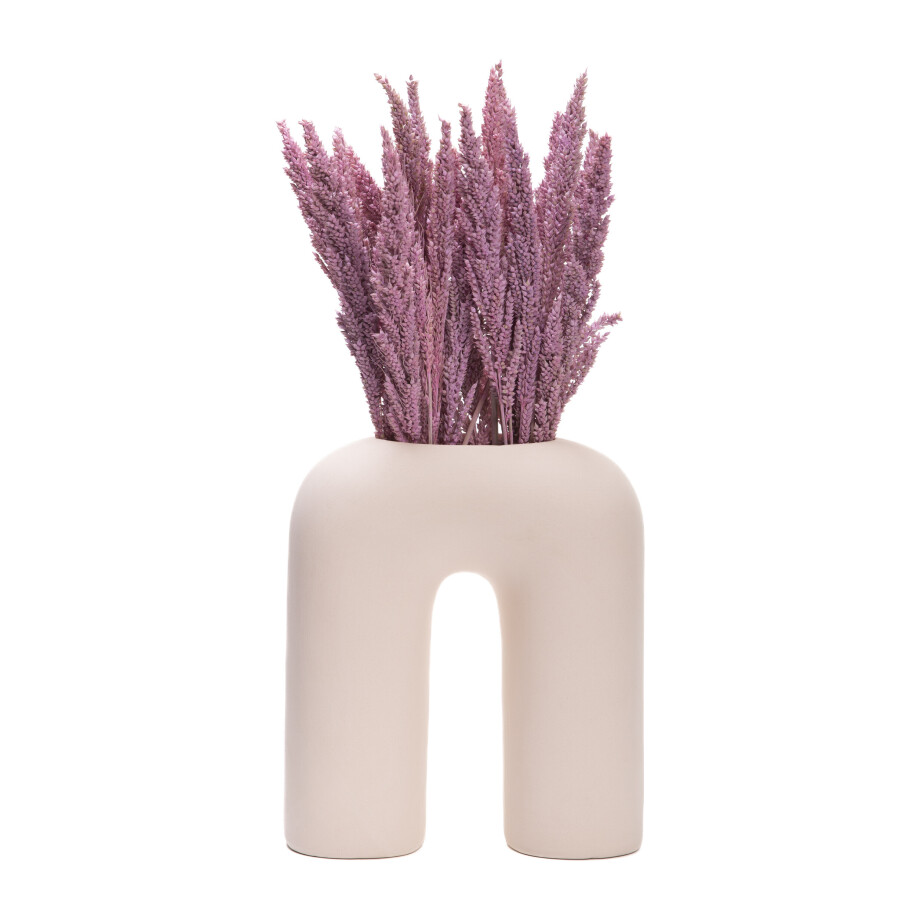 QUVIO Vaas - U vorm - Keramisch - Beige afbeelding 1