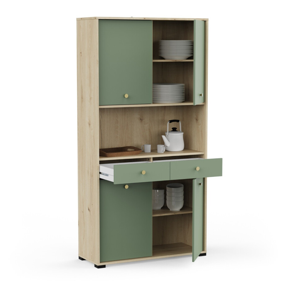 Keukenkast Pistache 103x203 pistache met eiken Keukenkast Pistache 103x203 pistache met eiken afbeelding 1