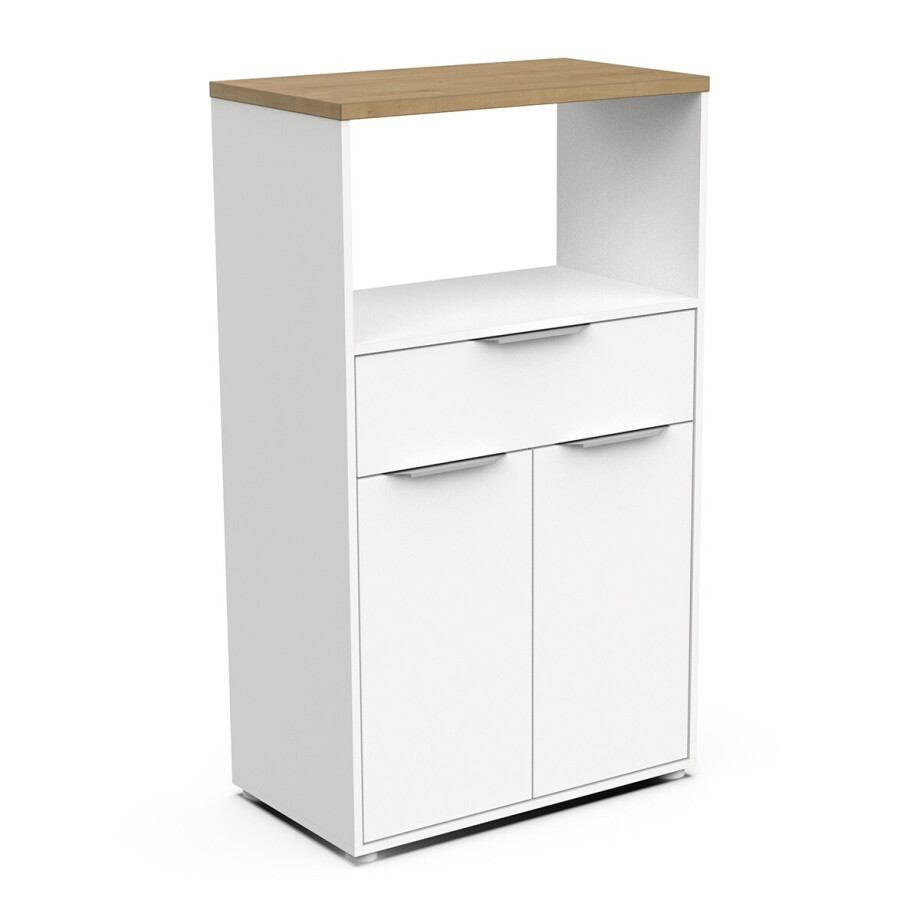Keukenkast Acces 123 cm hoog wit met eiken Keukenkast Acces 123 cm hoog wit met eiken afbeelding 1