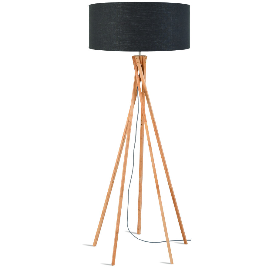 Good&Mojo Vloerlamp 'Kilimanjaro' Bamboe en Eco linnen, kleur Donkergrijs afbeelding 1