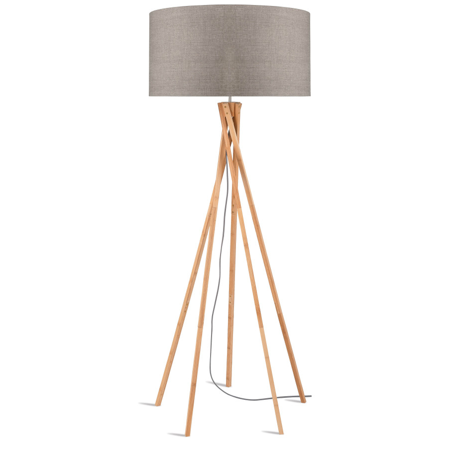 Good&Mojo Vloerlamp 'Kilimanjaro' Bamboe en Eco linnen, kleur Donkerbeige afbeelding 1