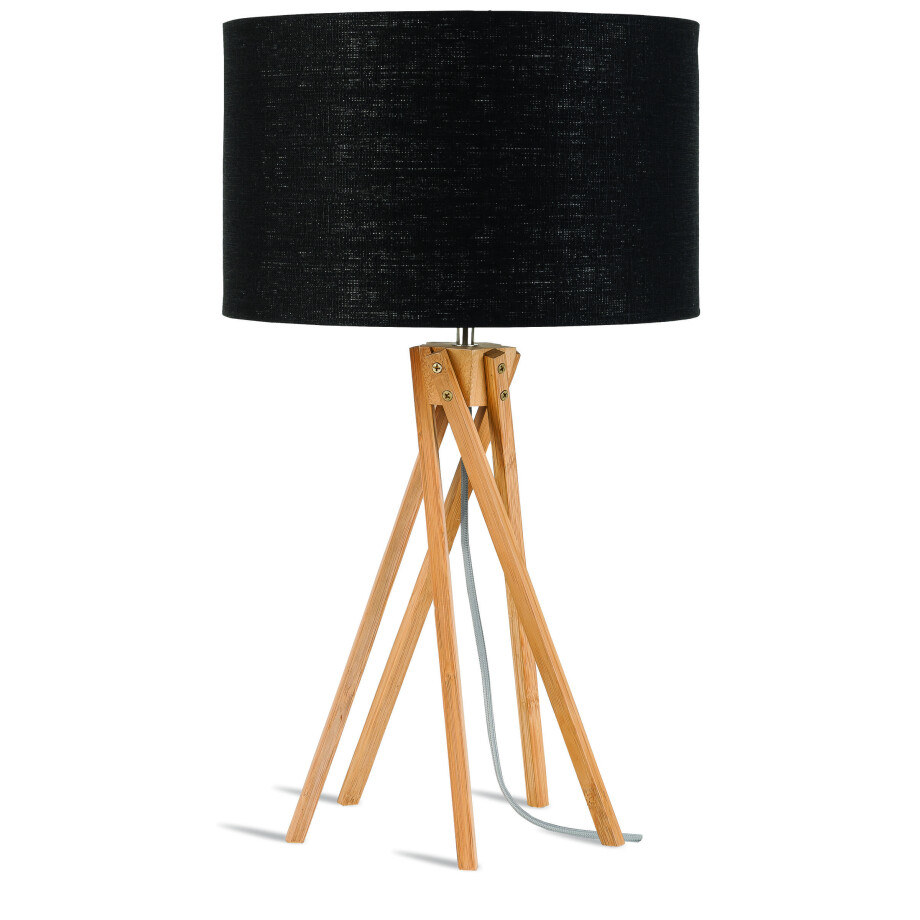 Good&Mojo Tafellamp 'Kilimanjaro' Bamboe en Eco linnen, kleur Zwart Good&Mojo Tafellamp 'Kilimanjaro' Bamboe en Eco linnen, kleur Zwart afbeelding 1