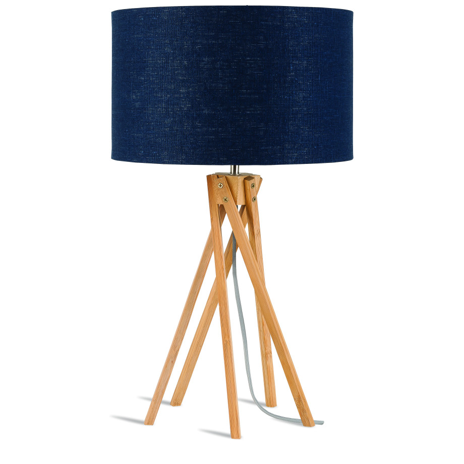 Good&Mojo Tafellamp 'Kilimanjaro' Bamboe en Eco linnen, kleur Denimblauw afbeelding 1