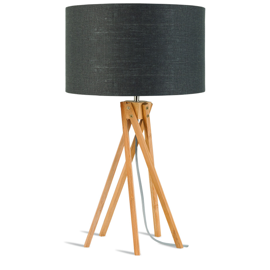 Good&Mojo Tafellamp 'Kilimanjaro' Bamboe en Eco linnen, kleur Donkergrijs afbeelding 1