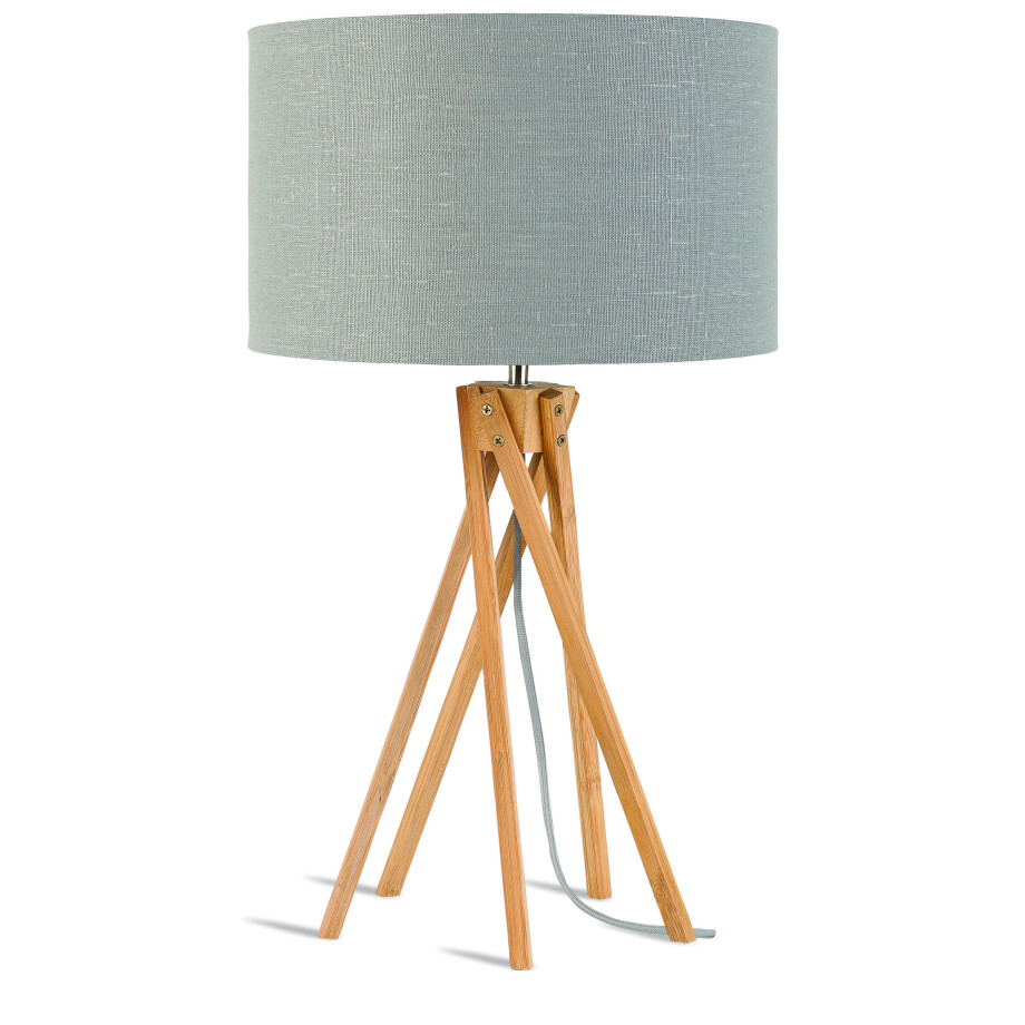 Good&Mojo Tafellamp 'Kilimanjaro' Bamboe en Eco linnen, kleur Lichtgrijs afbeelding 1