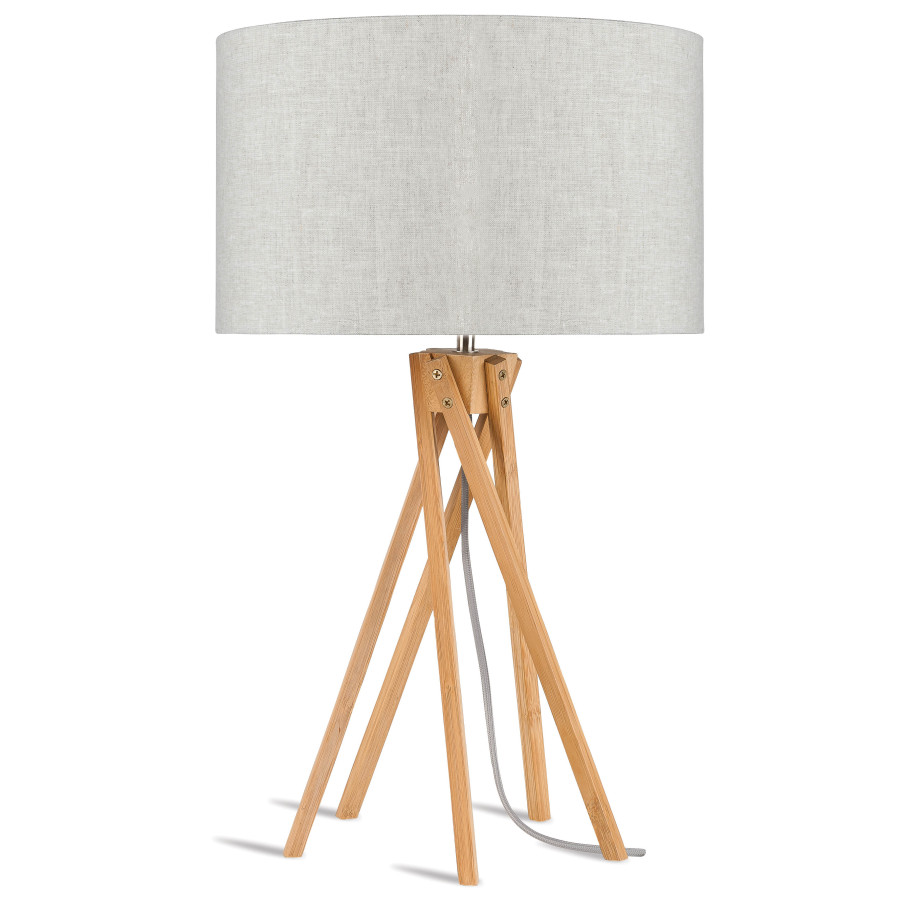 Good&Mojo Tafellamp 'Kilimanjaro' Bamboe en Eco linnen, kleur Beige afbeelding 1