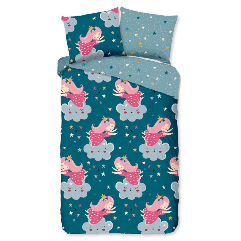 Kinderdekbedovertrek Katoen - 140x200 Cm Blauw & Meerkleurig - Stippen - Good Morning - Dekbed-Discounter.nl Kinderdekbedovertrek Katoen - 140x200 Cm Blauw & Meerkleurig - Stippen - Good Morning - Dekbed-Discounter.nl afbeelding 1