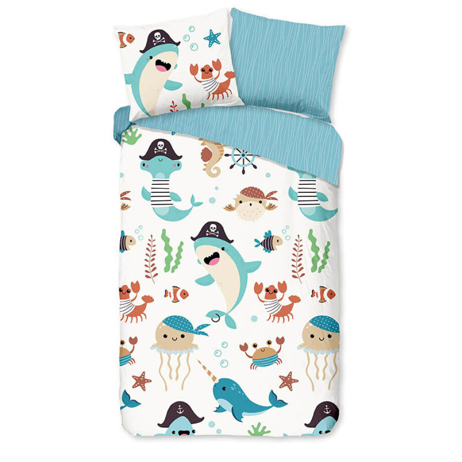 Kinderdekbedovertrek Katoen - 140x200 Cm Wit & Meerkleurig & Blauw - Natuur & Dieren - Good Morning - Dekbed-Discounter.nl Kinderdekbedovertrek Katoen - 140x200 Cm Wit & Meerkleurig & Blauw - Natuur & Dieren - Good Morning - Dekbed-Discounter.nl afbeelding 1