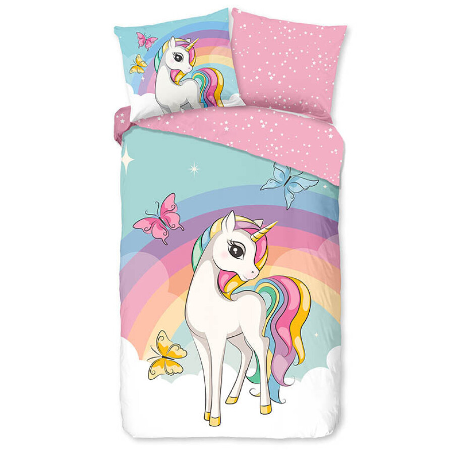 Kinderdekbedovertrek Katoen - 140x200220 Cm Roze & Meerkleurig - Dieren - Good Morning - Dekbed-Discounter.nl afbeelding 1
