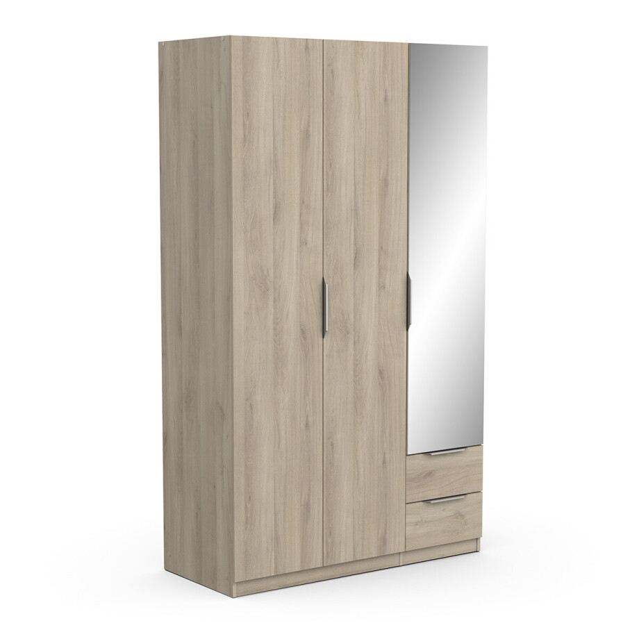 Kledingkast Ghost 3 deuren/2 laden en spiegel 120x203 cm eiken afbeelding 1