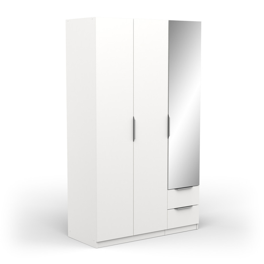 Kledingkast Ghost 3 deuren/2 laden en spiegel 120x203 cm wit afbeelding 1