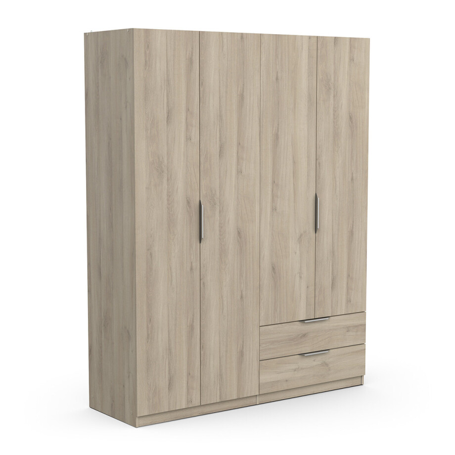 Kledingkast Ghost 4 deuren en 2 laden 160x203 cm eiken Kledingkast Ghost 4 deuren en 2 laden 160x203 cm eiken afbeelding 1