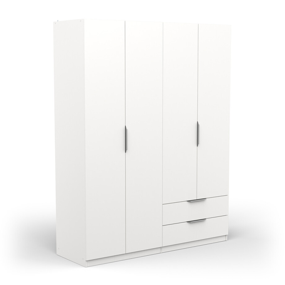 Kledingkast Ghost 4 deuren en 2 laden 160x203 cm wit Kledingkast Ghost 4 deuren en 2 laden 160x203 cm wit afbeelding 1