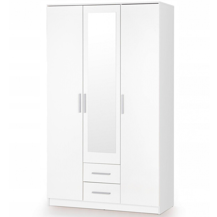 Kledingkast Lima 120 cm breed hoogglans wit met spiegeldeur afbeelding 1