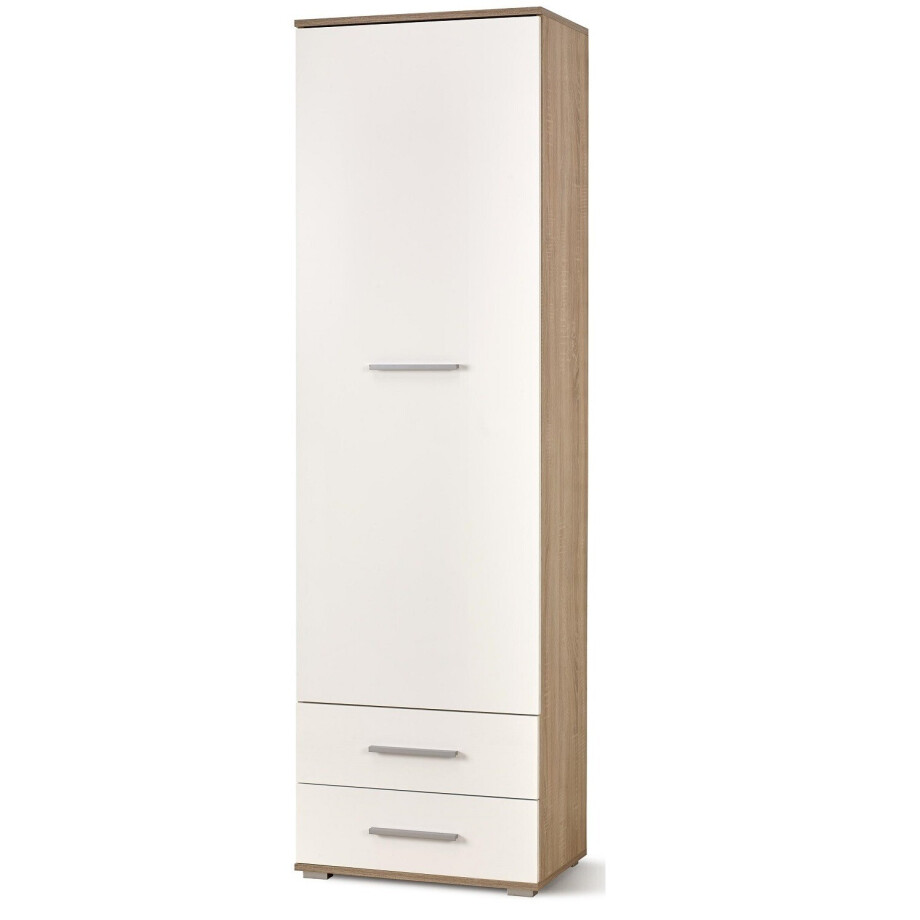 Kledingkast Lima 60 cm breed in sonoma eiken met hoogglans wit afbeelding 1
