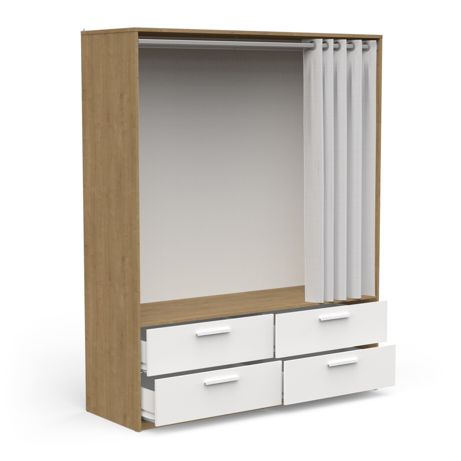Kledingkast Lizy 164 cm breed eiken met wit Kledingkast Lizy 164 cm breed eiken met wit afbeelding 1