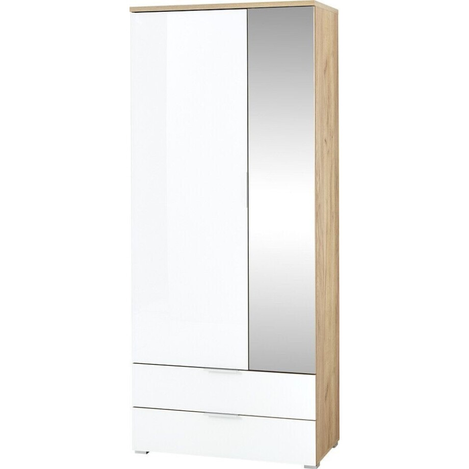 Kledingkast Telde 196 cm hoog - Navarra eiken met wit Kledingkast Telde 196 cm hoog - Navarra eiken met wit afbeelding 1