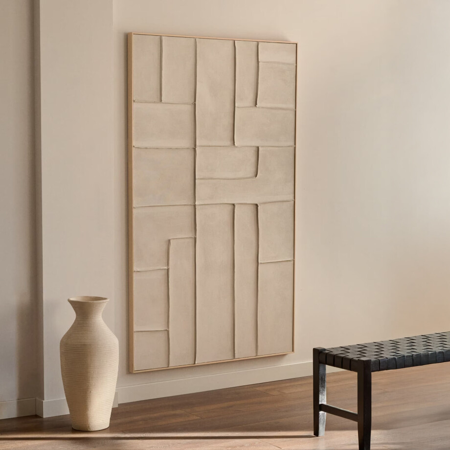 Kave Home Abstract Schilderij 'Klis' Met reliëf, XXL, 200 x 120cm afbeelding 1