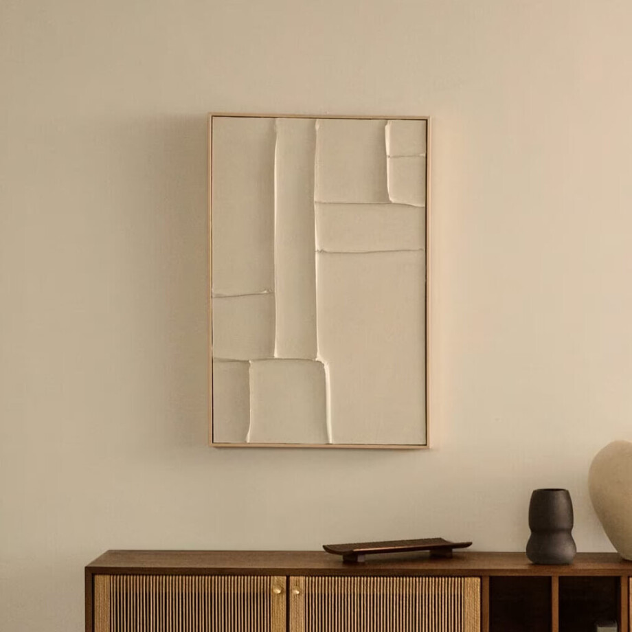 Kave Home Abstract Schilderij 'Klis' Met reliëf, 90 x 60cm afbeelding 1