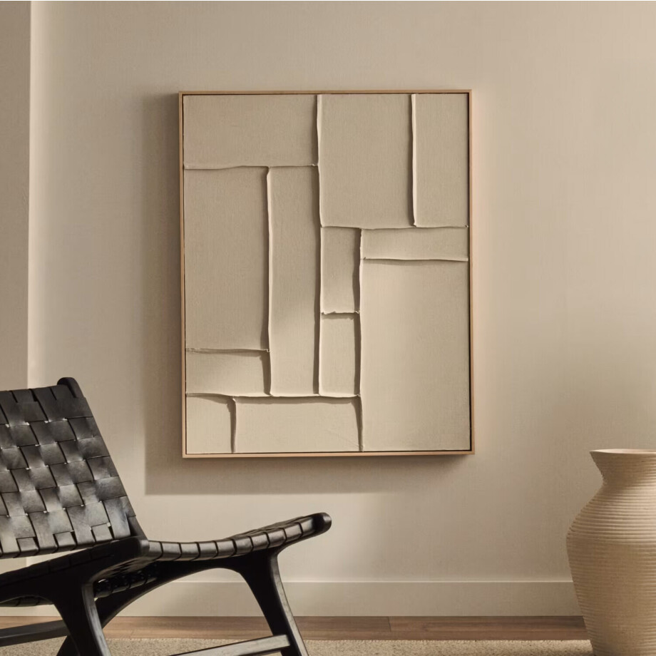 Kave Home Abstract Schilderij 'Klis' Met reliëf, 100 x 80cm afbeelding 1