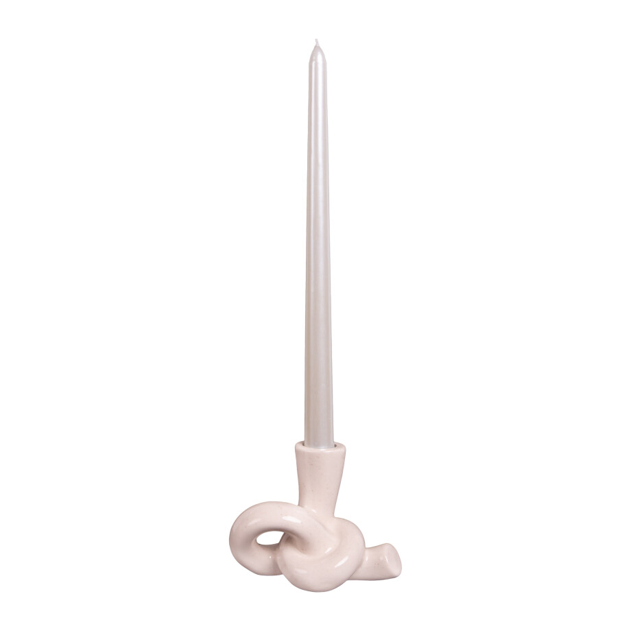 QUVIO Kaarsenhouder knot - Knot - Keramiek - Beige afbeelding 1