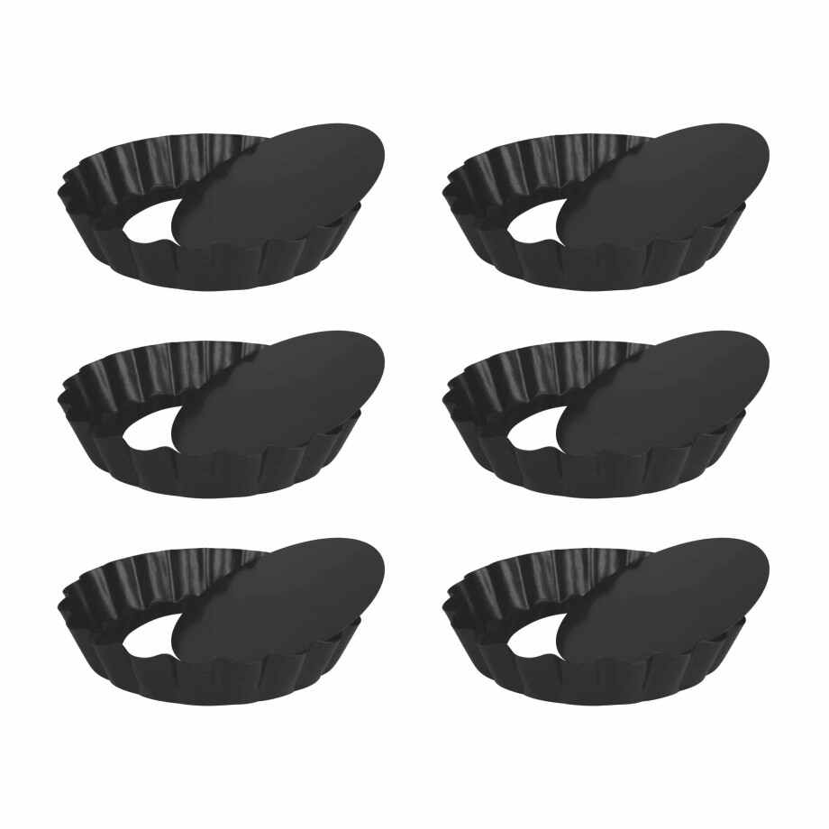 Krumble Quichevormpjes - Set van 6 - Metaal - Diameter 10 cm - Donkergrijs afbeelding 1