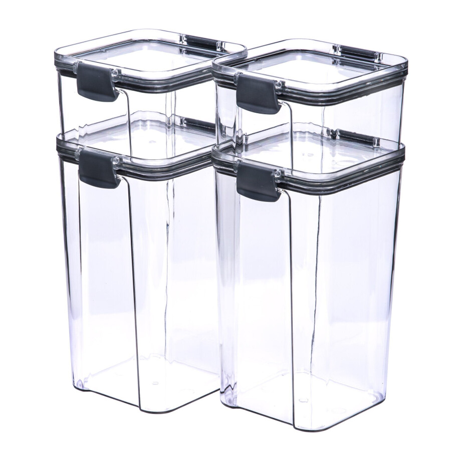 Krumble Voorraadpotten set van 4 - 460 ml + 460 ml + 1300 ml + 1300 ml - Kunststof Krumble Voorraadpotten set van 4 - 460 ml + 460 ml + 1300 ml + 1300 ml - Kunststof afbeelding 1
