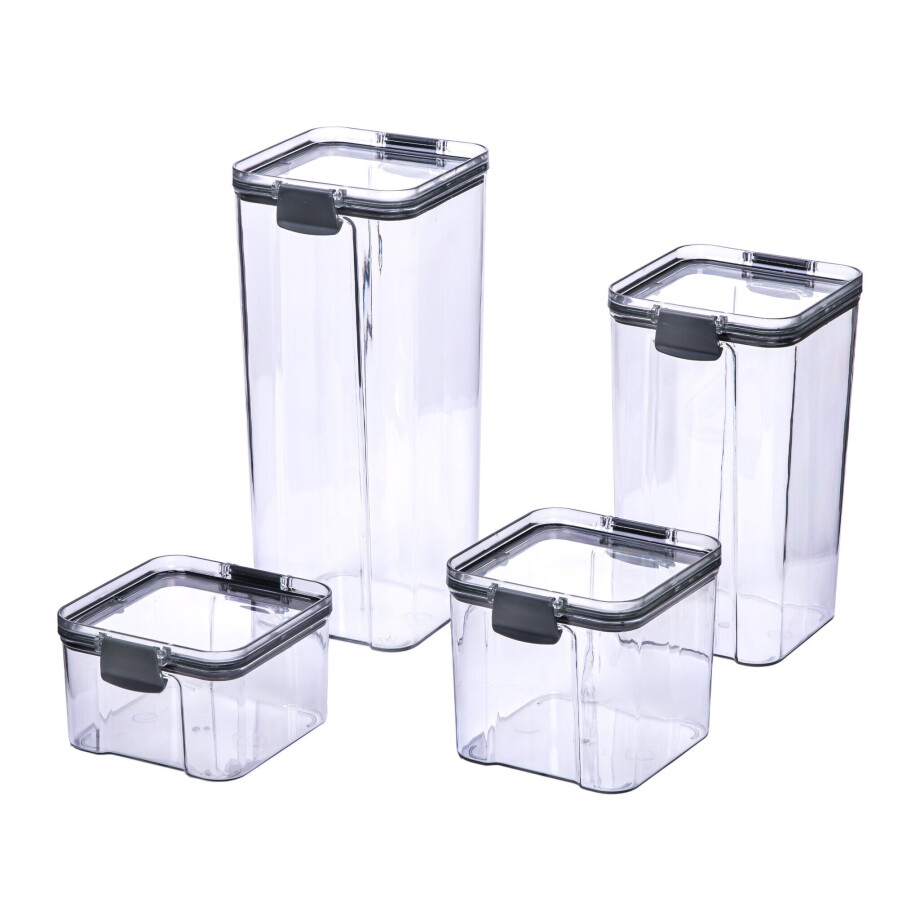 Krumble Voorraadpotten set van 4 - 460 ml + 700 ml + 1300 ml + 1800 ml - Kunststof Krumble Voorraadpotten set van 4 - 460 ml + 700 ml + 1300 ml + 1800 ml - Kunststof afbeelding 1