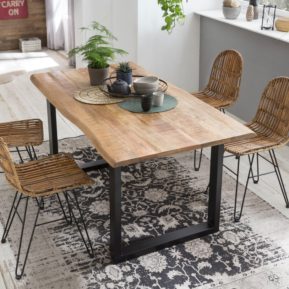 Artistiq Boomstam Eettafel 'Blimie' Mangohout, 160 x 85cm, kleur Naturel afbeelding 1