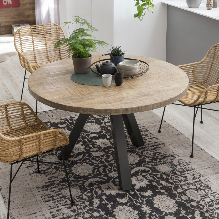 Artistiq Ronde Eettafel 'Lorence' Mangohout, 120cm, kleur Naturel afbeelding 1