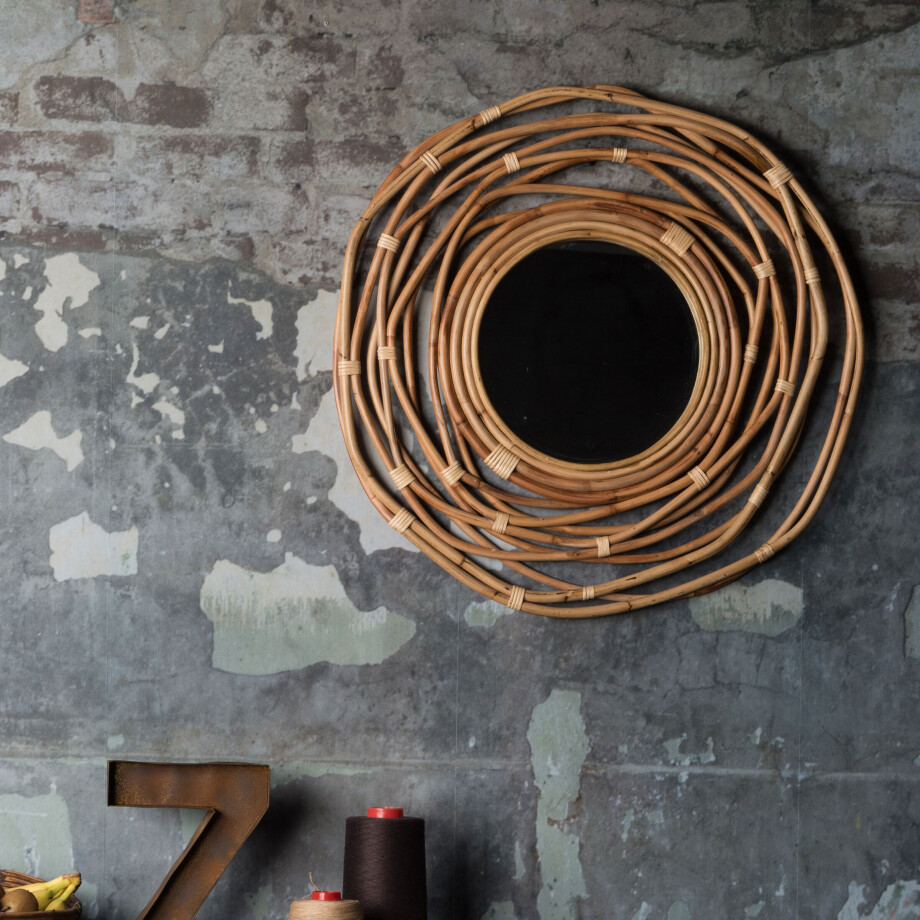 Dutchbone Ronde Spiegel 'Kubu' 75cm Dutchbone Ronde Spiegel 'Kubu' 75cm afbeelding 1