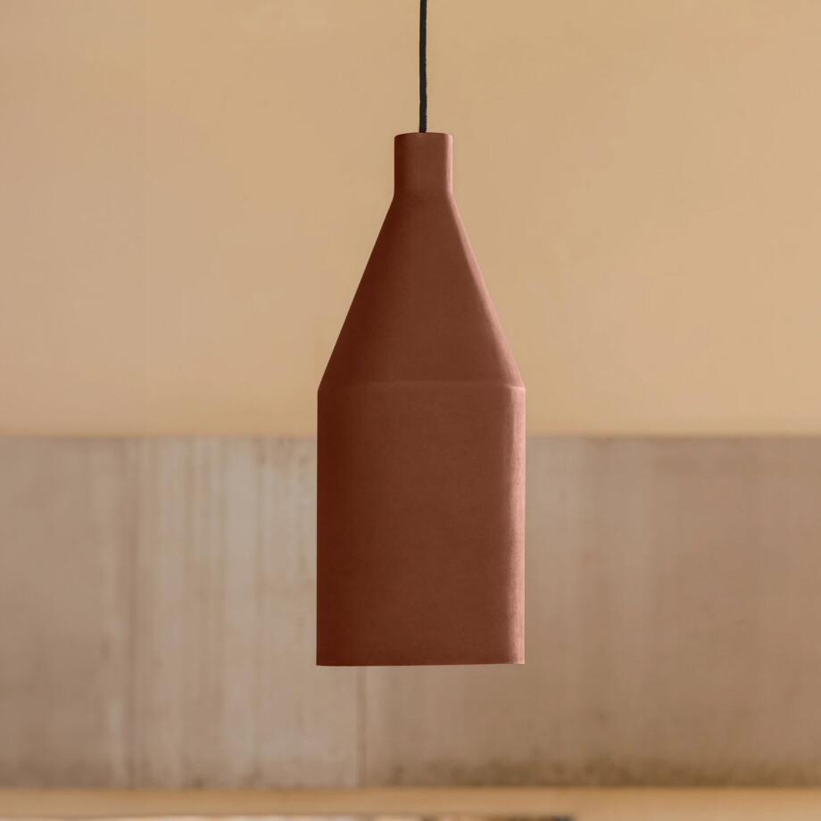 Kave Home Hanglamp 'Peralta' Terracotta look, Ø15cm afbeelding 