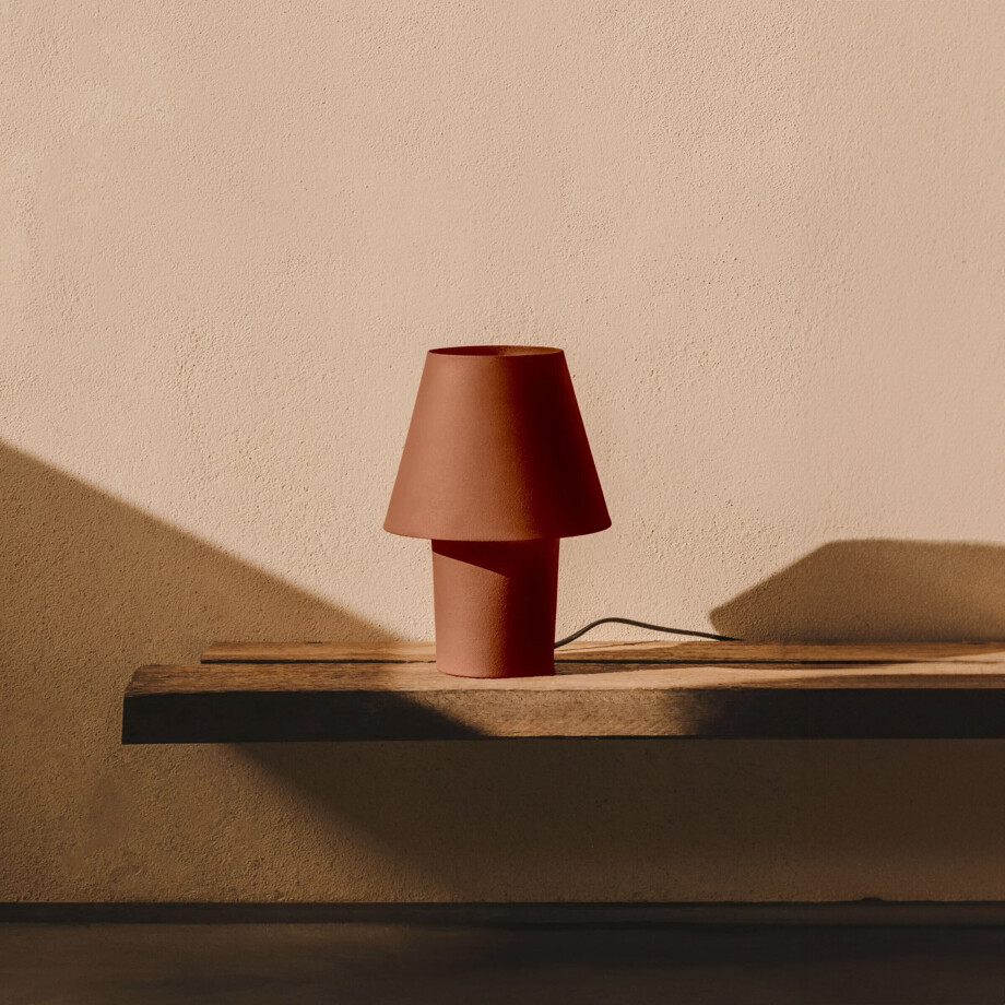 Kave Home Tafellamp 'Canapost' Terracotta look, 30cm hoog afbeelding 