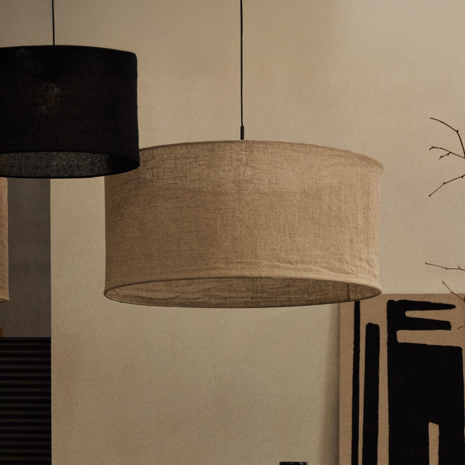 Kave Home Lampenkap 'Mariela' 80cm, Linnen, kleur Beige afbeelding 1