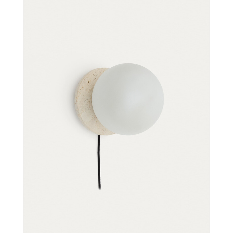 Kave Home Wandlamp 'Malachi' Travertin en glas afbeelding 1