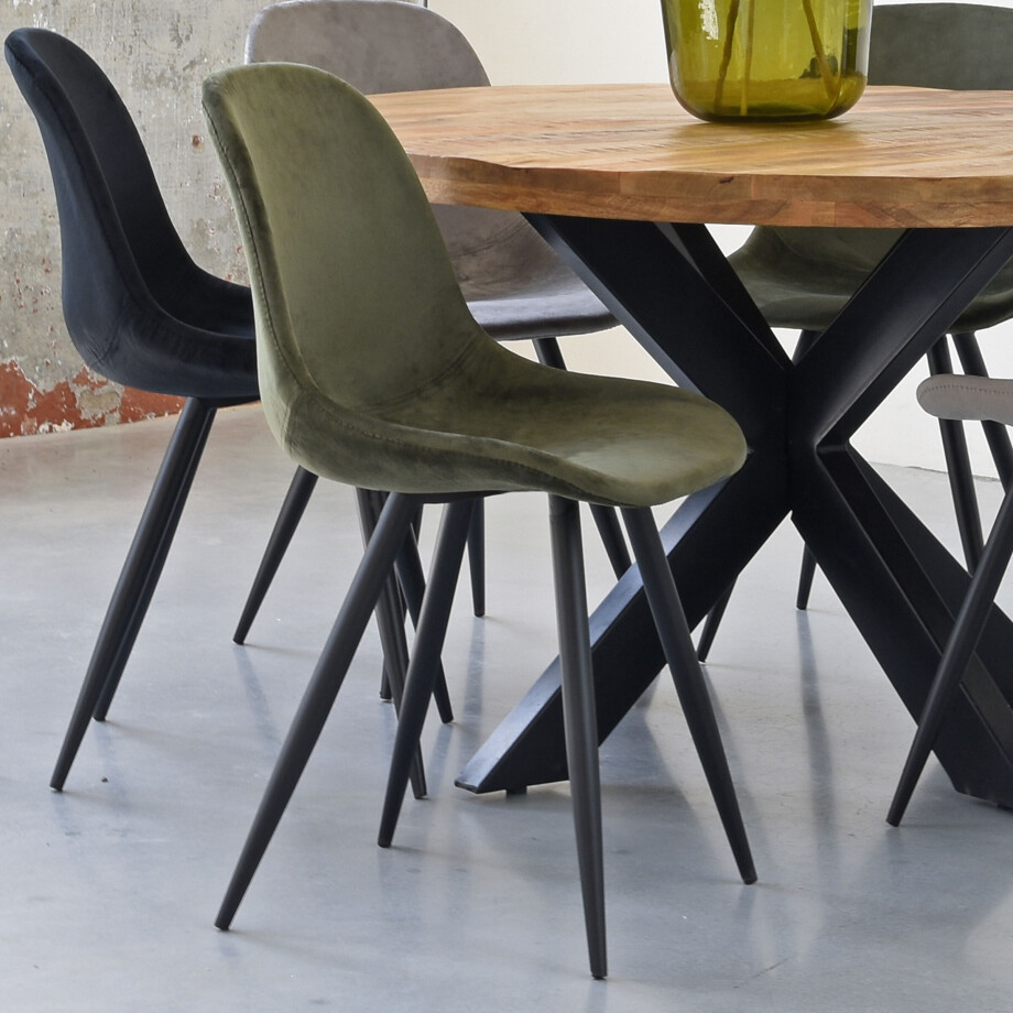 LABEL51 Eetkamerstoel 'Capri', Fluweel, kleur Groen LABEL51 Eetkamerstoel 'Capri', Fluweel, kleur Groen afbeelding 1