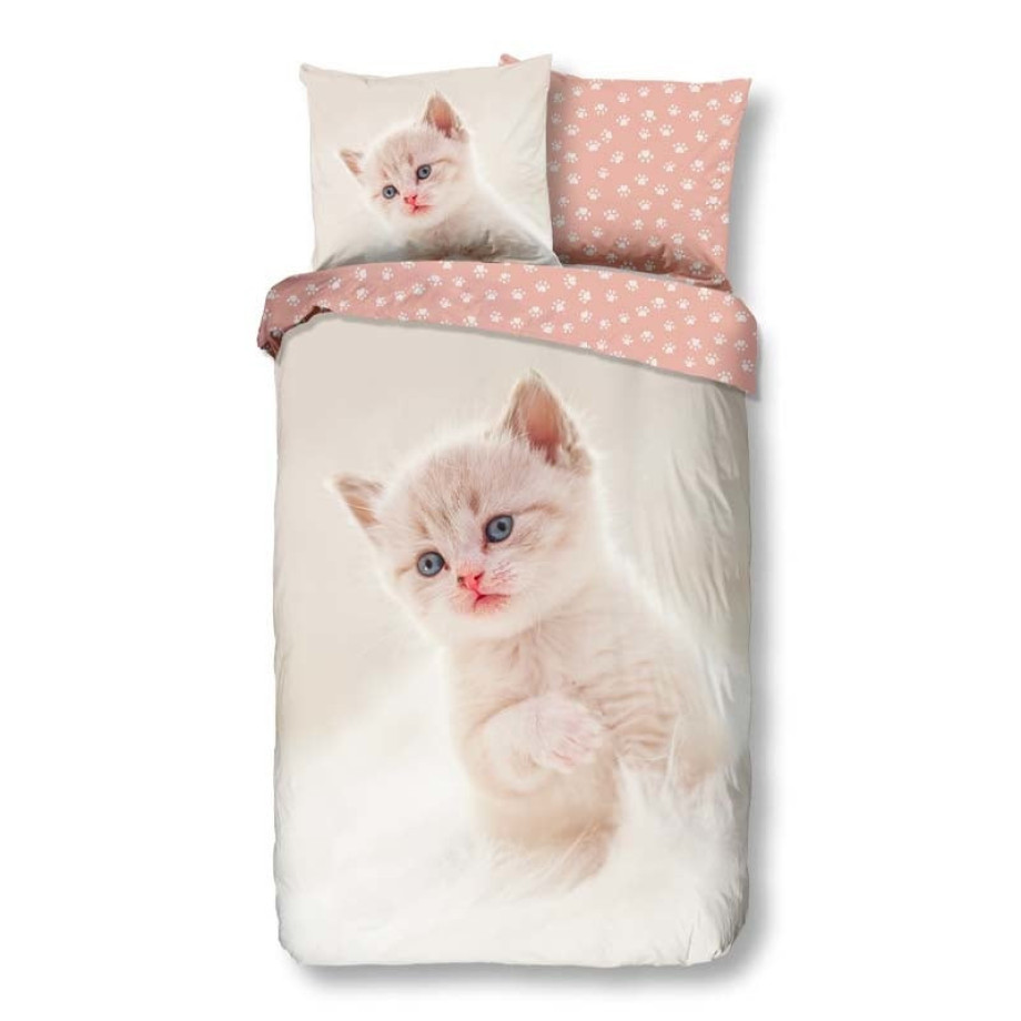 Kinderdekbedovertrek Dekbedovertrek Catty - 200x140 cm Roze - Dessin: Dieren - Good Morning - Dekbed-Discounter.nl afbeelding 1