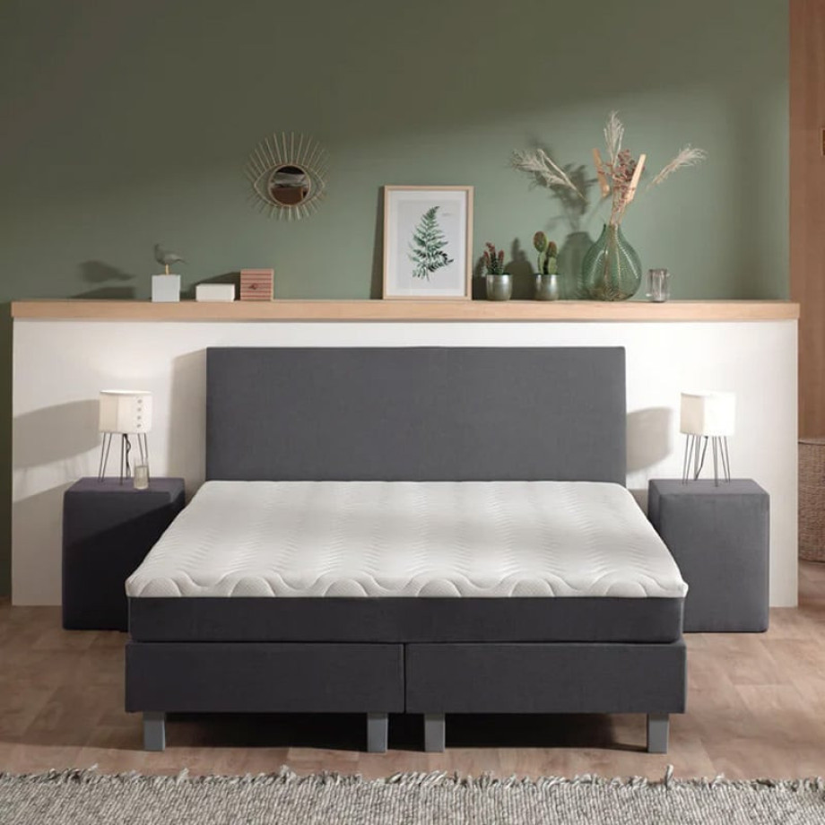 2-Persoons Boxspring Julia Relax - Antraciet 180x210 cm - Pocketvering - Inclusief Topper - Dekbed-Discounter.nl afbeelding 1