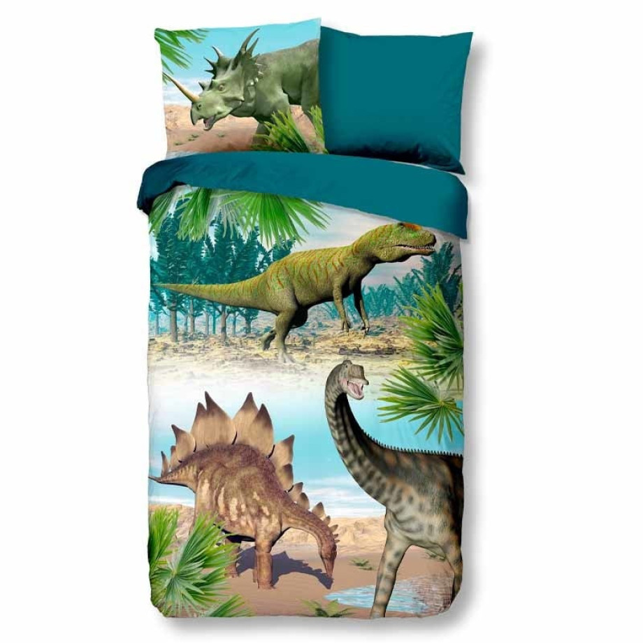 Kinderdekbedovertrek Dekbedovertrek Dino - 200x140 cm Meerkleurig - Dessin: Dieren - Good Morning - Dekbed-Discounter.nl afbeelding 1