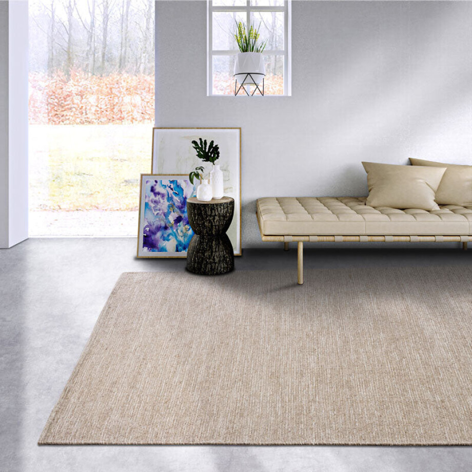 Wollen Vloerkleed Dehli - Naturel 90x60cm - Wol Katoen - Dekbed-Discounter.nl afbeelding 1