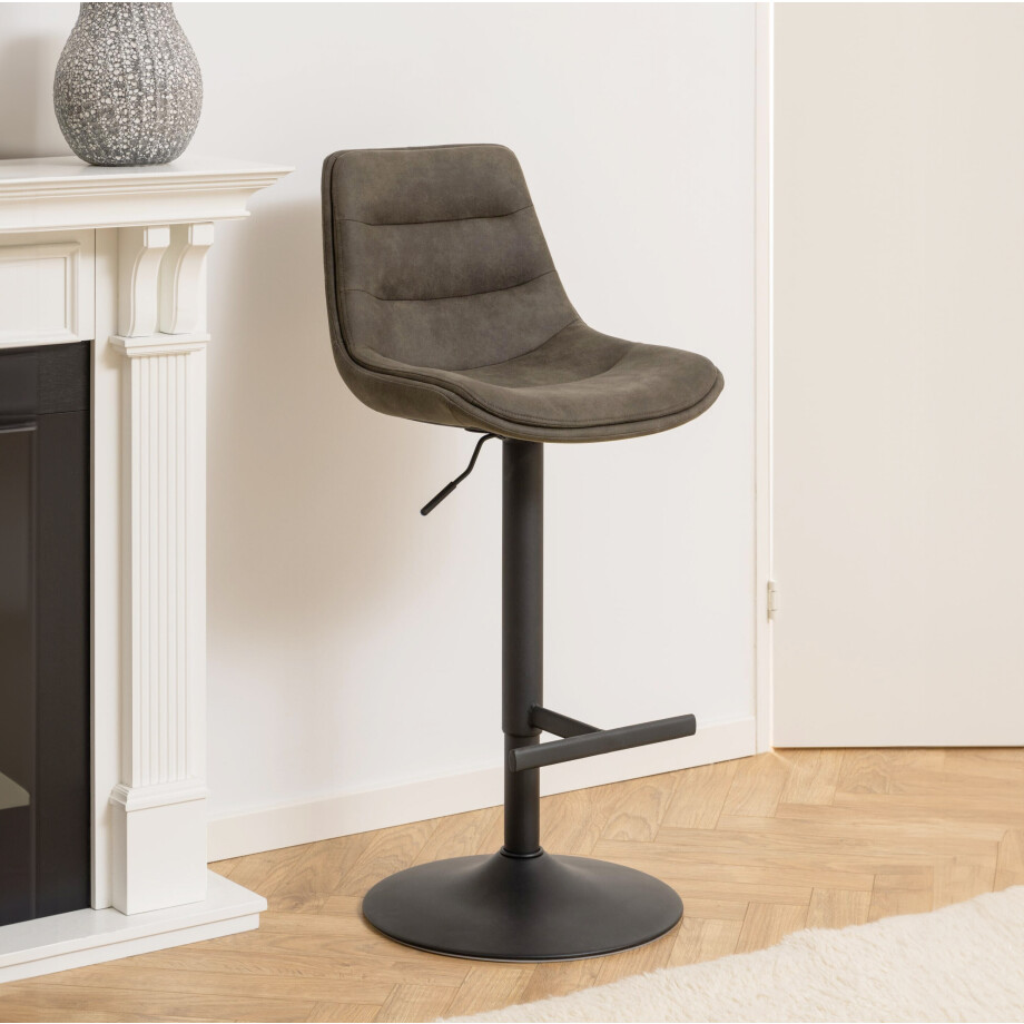 Bendt Barkruk 'Labarron' kleur Antraciet (zithoogte 65-86cm) afbeelding 1