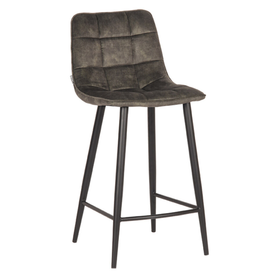 LABEL51 Barkruk 'Jelt' Velvet, kleur Groen (zithoogte 65cm) afbeelding 1