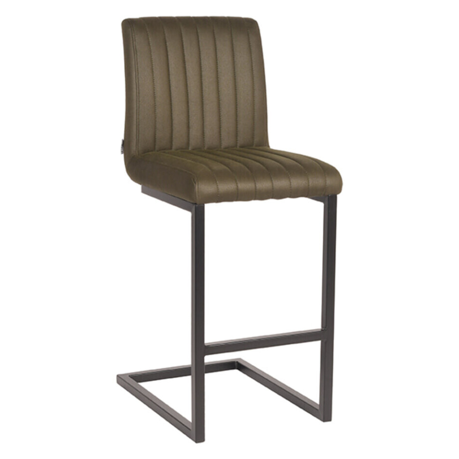 LABEL51 Barkruk 'Milo' Microfiber, kleur Groen (zithoogte 66cm) afbeelding 1