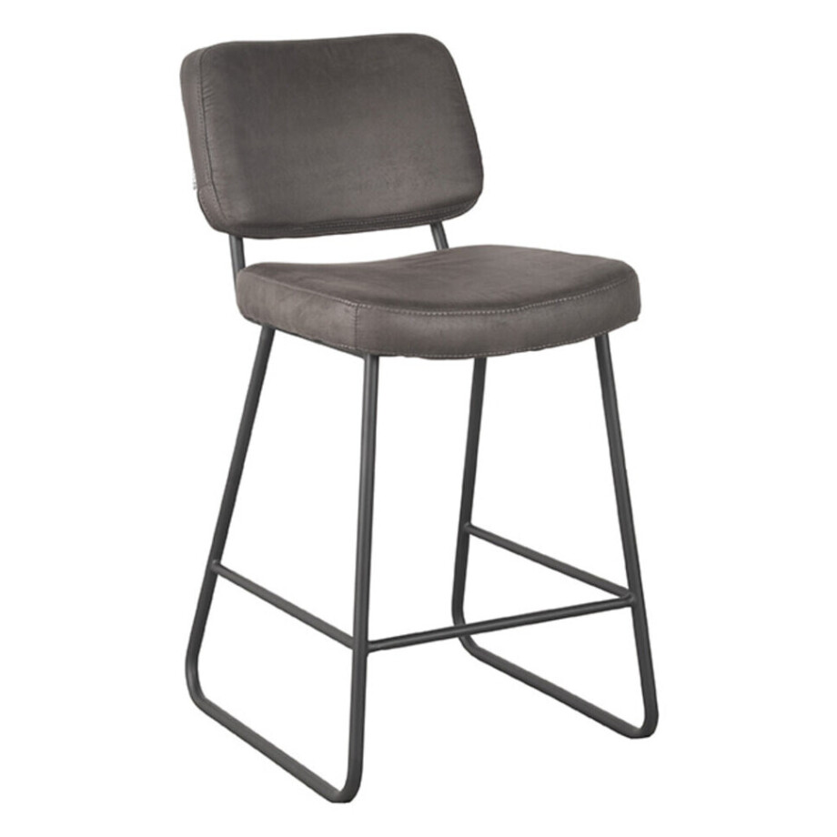 LABEL51 Barkruk 'Noah' Micro Suede, kleur Antraciet (zithoogte 65cm) afbeelding 1