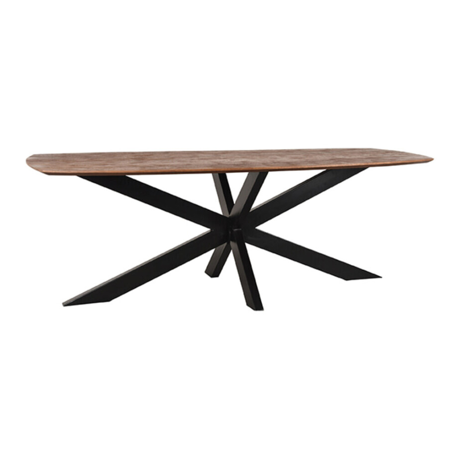LABEL51 Deens Ovale Eettafel 'Zane' Espresso Mangohout, 220 x 100cm afbeelding 1